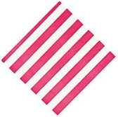 Servetten - hard roze gestreept - 16 servetten - 3 laags in 4-en gevouwen - 12,5 x 12,5 cm - lunchservetten - gebaksservetten