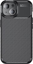 Luxe TPU Carbon Bescherm-Hoes Cover Skin geschikt voor iPhone 15 Plus Zwart