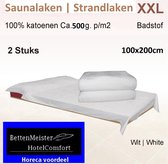 Saunalaken Strandlaken XXL 500g.m² 100x200cm wit 1 Stuks