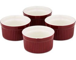 Ramekin, Ovenschaaltje, Set van 4 Stuks, ø 9 cm, Rood, Keramiek - Barbary & Oak | Foundry