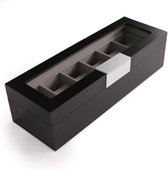 Élégante boîte à montres en bois noir pour 6 Montres avec vitrine et clip en métal