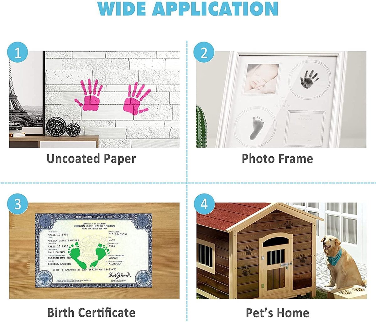 4 Stuks Babyafdrukset, Clean Touch Handprint Baby Handafdruk Voetafdruk Stempelkussen Pasgeborenen