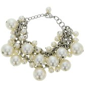 Bracelet Behave avec grosses et petites perles blanches
