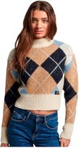 Superdry Pull Col Rond Boxy Pattern Beige L Femme