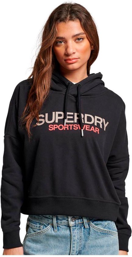 Superdry Sportswear Logo Boxy Hood Zwart 2XS Femme