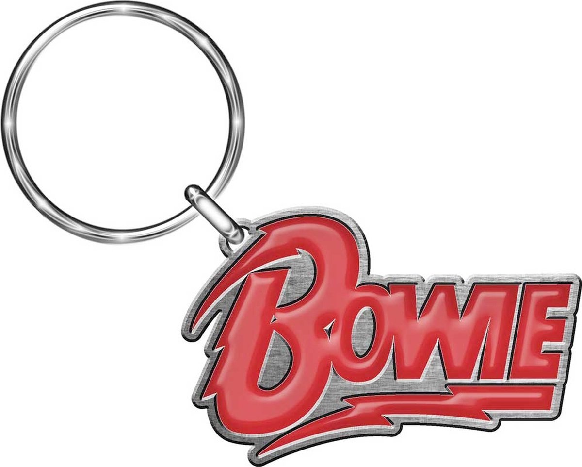 David Bowie - Logo Sleutelhanger - Zilverkleurig/Rood