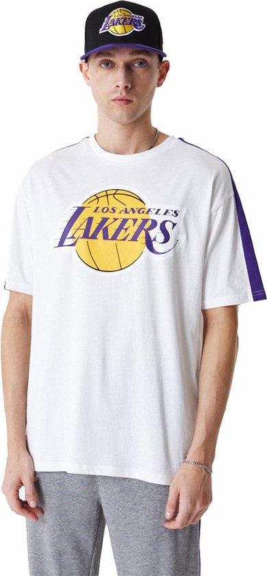 New Era Nba Colour Block Os Los Angeles Lakers T-shirt Met Korte Mouwen Wit L Man