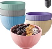 Cereal Bowls - Ceramic Colourful - Set of 6 - Large Cereal Bowl - Microwave & Dishwasher Safe - 700 ml (Pastel Colours)