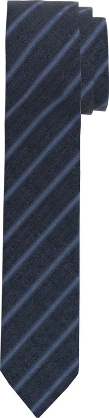OLYMP extra smalle stropdas - marineblauw gestreept - Maat: One size