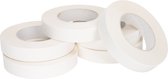 Dubbelzijdig tape transparant (met witte papieren drager) 25 mm x 50 meter | 6 stuks