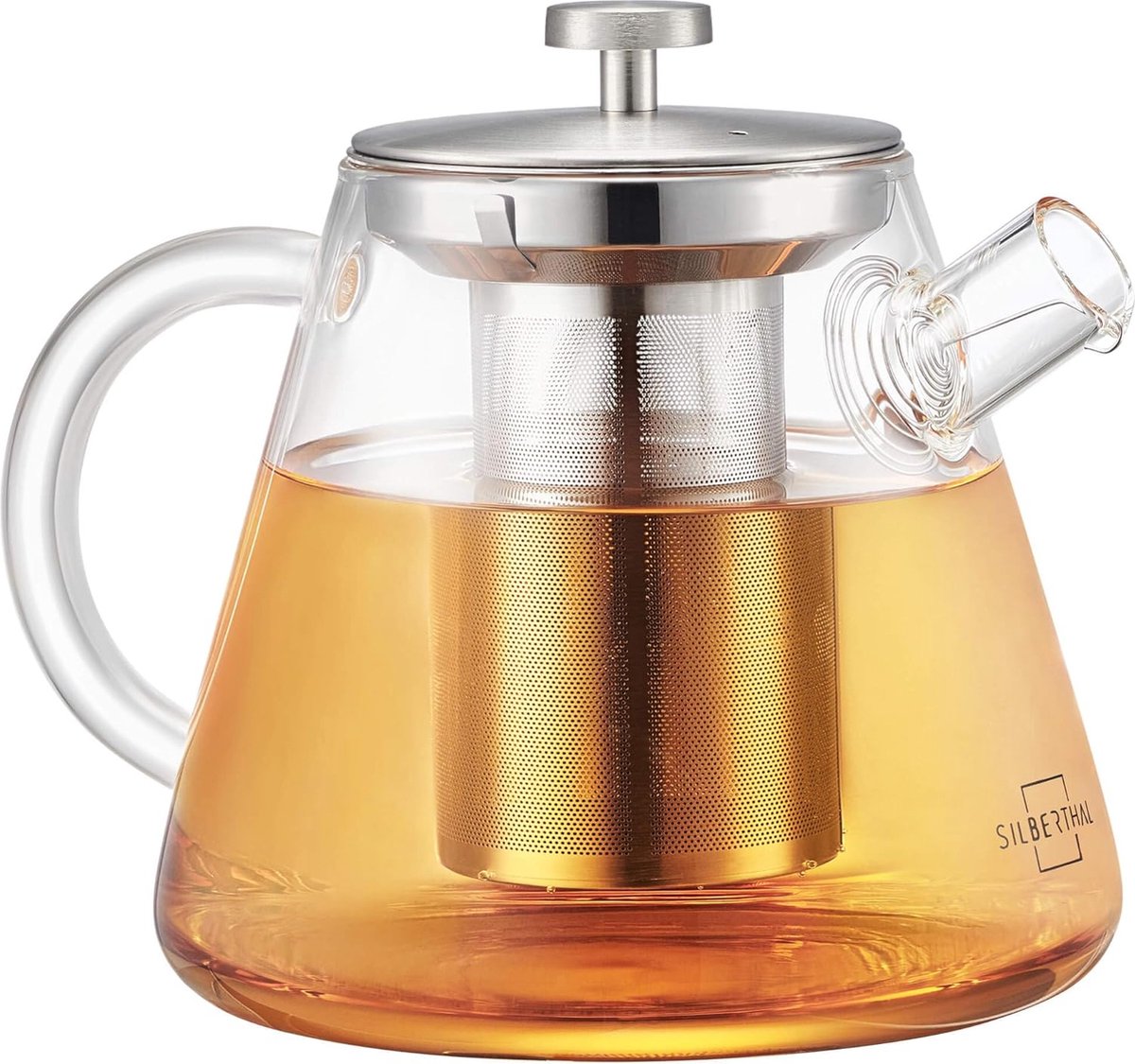 Theepot met zeef - glas - 1,5 liter - vol theearoma door lange zeef