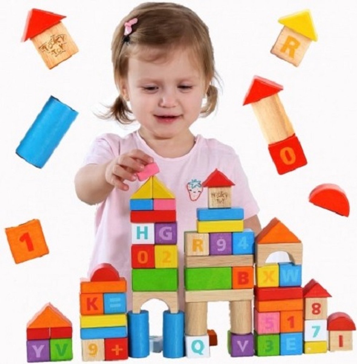 Bouwblokken voor kinderen - houten blokken - houten blokken naturel - houten blokjes - 70 stuks