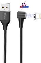 DrPhone PROX - Câble de chargement Lightning magnétique à angle droit Convient pour Apple iPhone / iPad / iPod - 3A MAX - iDeal for Jeux - 2 mètres - Zwart