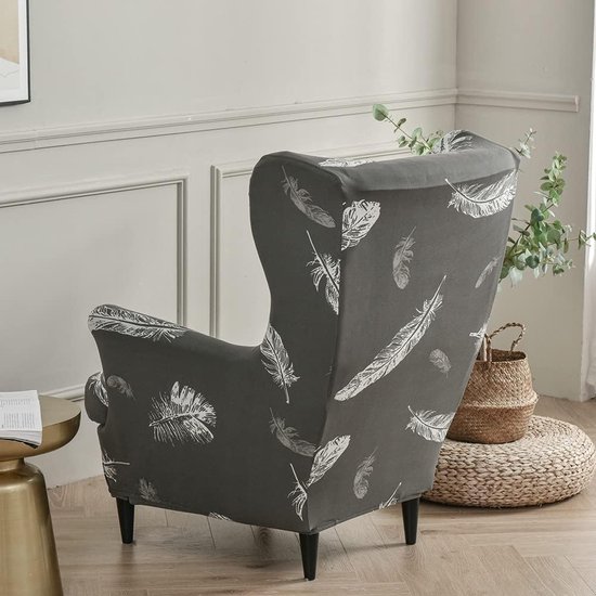 Highdi Velvet Wingback Stoelhoezen 2-Delig Met Ottomaanse Hoes, Stretch