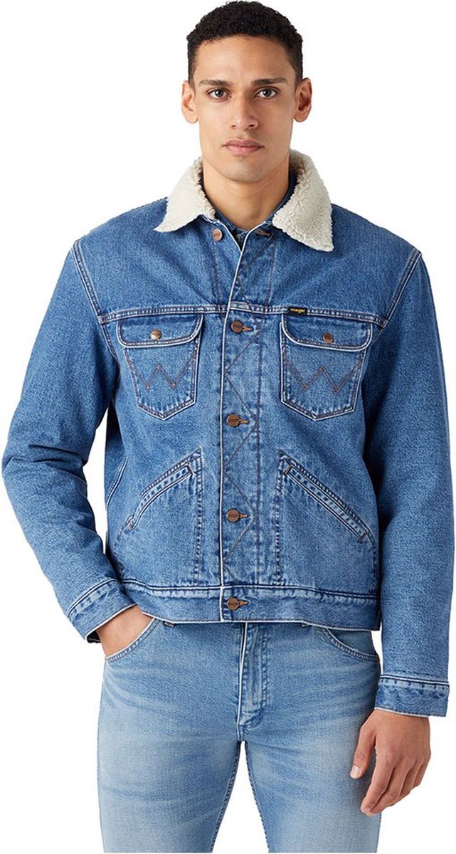 Wrangler 124mj Sherpa Jasje M Man Blauw