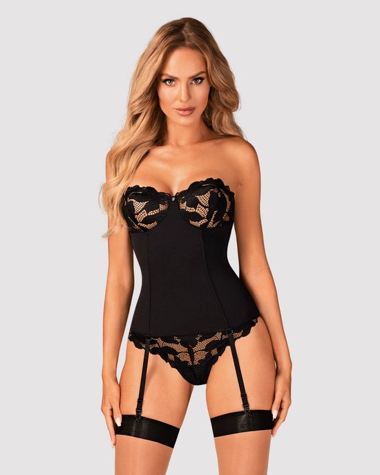 Obsessive - Editya Somptueux corset avec jarretelles - Noir
