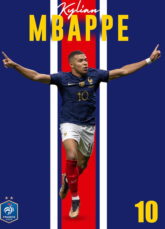 Kylian Mbappé Poster - Voetbal Posters - Goal Collection - Bekende Voetballer - Geschikt om in te lijsten - 43.2 x 61cm (A2+)
