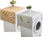 Wasmachine-hoes met zakken, bovenste afdekking wasmachine, stofbescherming voor wasmachines, koelkasten, drogers, afdekstof in pastorale stijl, 2 stuks 55 x 130 cm (geel en groen)