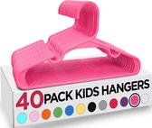 Children's Plastic Baby Clothes Hangers for Children's Room and Wardrobe, Durable and Slim Children's Clothes Hangers, Space-Saving Hangers for Toddlers (Pack of 40, Pink)