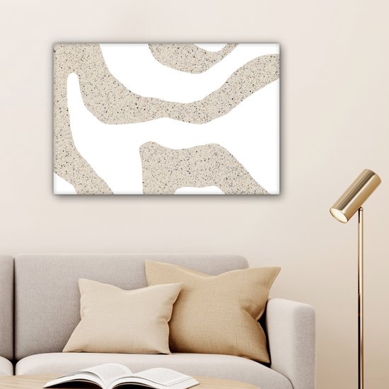 Tableau sur toile Abstrait - Terrazzo - Design - Beige - 90x60 cm - Décoration murale