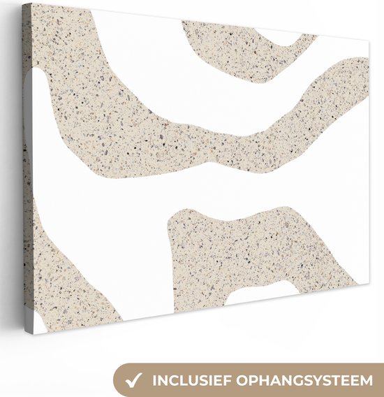 Tableau sur toile Abstrait - Terrazzo - Design - Beige - 90x60 cm - Décoration murale