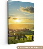 Canvas Schilderij Toscane - Zon - Italië - 80x120 cm - Wanddecoratie
