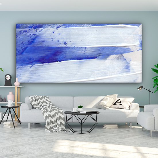 Peinture sur toile - Design - Blauw - 160x80 cm - Décoration murale