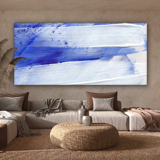 Peinture sur toile - Design - Blauw - 160x80 cm - Décoration murale