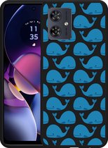 Cazy Hoesje Zwart geschikt voor Motorola Moto G54 5G Whales