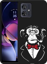 Cazy Hoesje Zwart geschikt voor Motorola Moto G54 5G Smoking Chimp