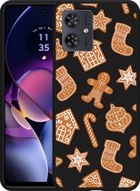 Cazy Hoesje Zwart geschikt voor Motorola Moto G54 5G Christmas Cookies