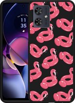 Cazy Hoesje Zwart geschikt voor Motorola Moto G54 5G Inflatable Flamingos