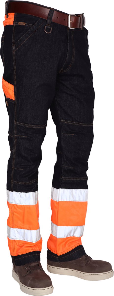 Multifunctionele hoge zichtbaarheid jeans, regular fit | 33-32