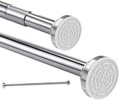 Telescopische zilveren paal, 85 -150 cm douchegordijnrail, boren niet nodig, gemaakt van roestvrij staal, uitschuifbare kledingstang verstelbaar door te draaien, veilige grip voor douche en badkuip