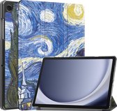 Hoes Geschikt voor Samsung Galaxy Tab A9 Hoes Book Case Hoesje Trifold Cover - Hoesje Geschikt voor Samsung Tab A9 Hoesje Bookcase - Sterrenhemel