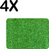 BWK Flexibele Placemat - Groen - Gras - Achtergrond - Set van 4 Placemats - 40x30 cm - PVC Doek - Afneembaar