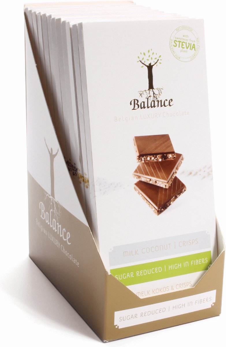 Balance | Belgian Luxury Tablet | Melk | Coconut Crisps | 12 Stuks | 12 x 85g