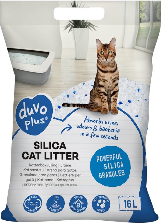Duvo Silica Premium - Litière pour chat - 2 x 16L | bol.com