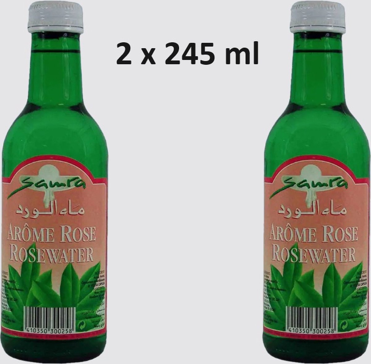 Samra Rozenwater - 2 x 245 ml Voordeelverpakking - Rosewater - Arôme Rose - Rozen hydrolaat - Rozenaroma