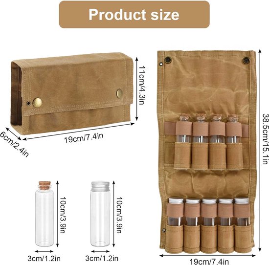 Holzsammlung 6 stuks voorraadpotten voor keuken, kruidenpotjes, kruidenpotjes, kruidencontainer met draagtas voor kamperen, koken en grillen, reizen, #k