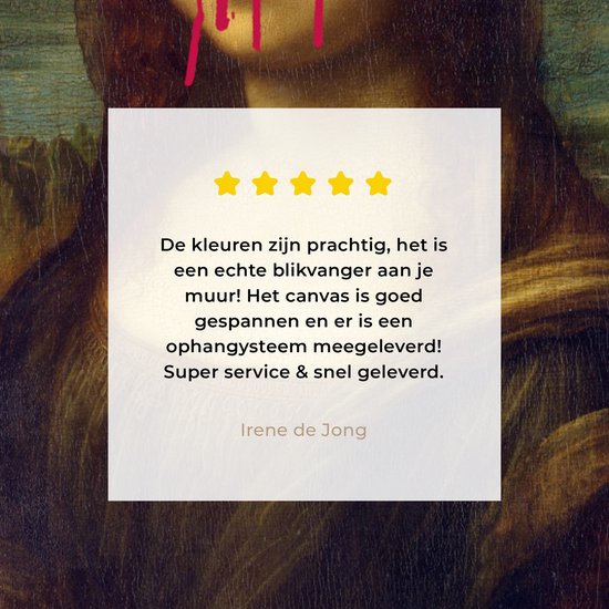 Canvas Schilderij Mona Lisa - Leonardo da Vinci - Roze - 120x180 cm - Wanddecoratie XXL - OneMillionCanvasses
