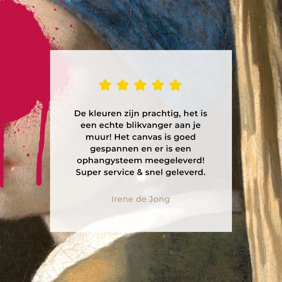 Canvas Schilderij Meisje met de parel - Johannes Vermeer - Roze - 40x60 cm - Wanddecoratie - OneMillionCanvasses