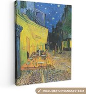 Canvas van Gogh - Caféterras bij nacht - Vincent - Kunst - 60x80 cm - Muurdecoratie