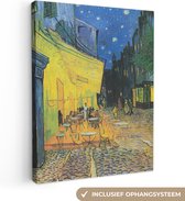 Canvas van Gogh - Caféterras bij nacht - Vincent - Kunst - 120x160 cm - Muurdecoratie