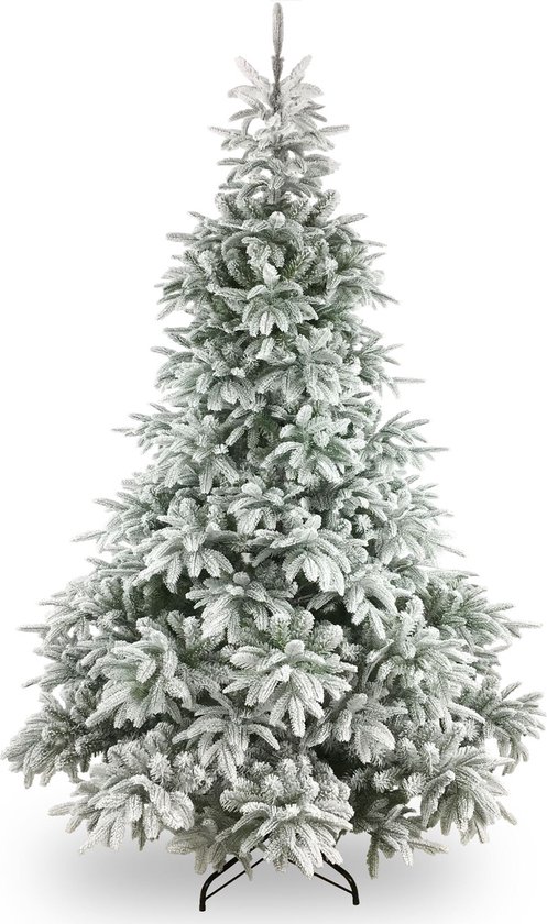 Foto: Andorra flocked kunstkerstboom 213 cm groen 155 cm 2 329 tips besneeuwd metalen voet