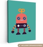Tableau toile enfants - Décoration murale chambres d'enfants - Robot - Jouets - Vert - 90x120 cm - Toile enfants - Décoration murale