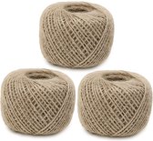 Jute knutselkoord, 3-delige set, 2 mm x 80 m, natuurlijk bruin, jute koord, decoratief koord, cadeauband, knutselkoord voor geschenken, doe-het-zelf kunsthandwerk, bloemistiek, decoratie