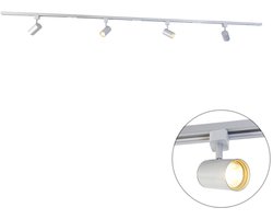QAZQA yade - Moderne Plafondspot op railsysteem - 4 lichts - L 210 cm - Zilver - Woonkamer | Slaapkamer | Keuken