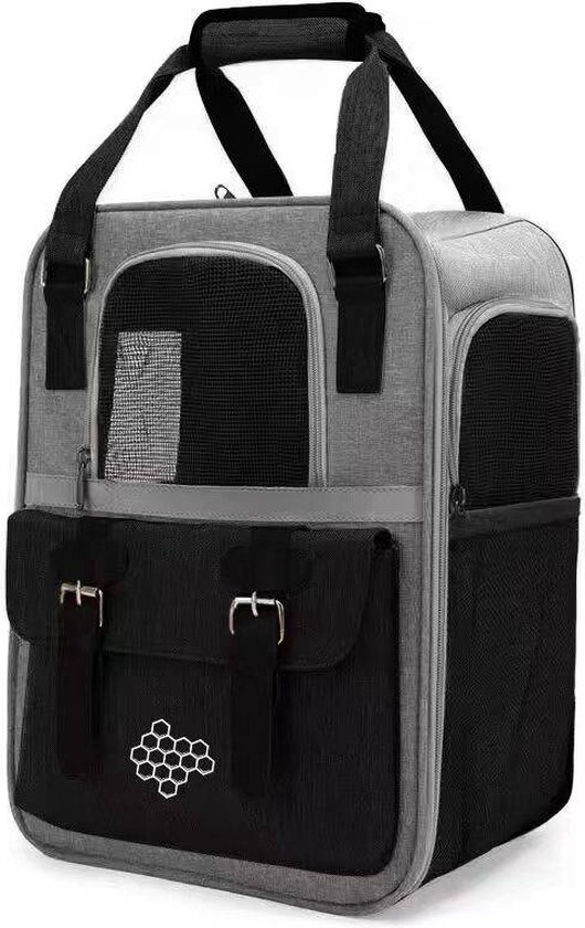 Bee's Hondenrugzak - Draagtas Hond en Kat - Kattenrugzak - Reistas Kat - Max 10 kg - 42x30x22cm - Met luxe slaapmat - Bruin