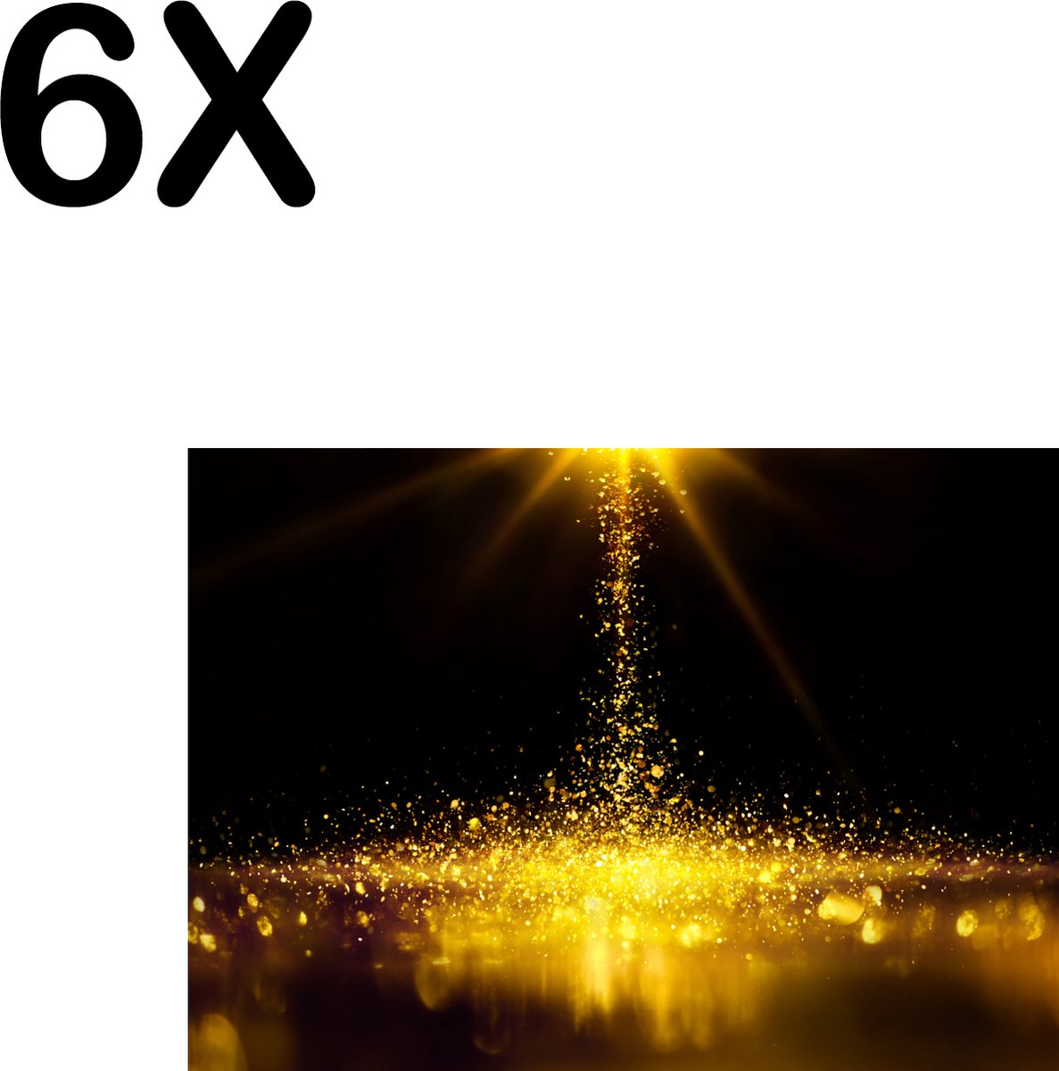 BWK Textiele Placemat - Gouden Glitter Regen - Set van 6 Placemats - 35x25 cm - Polyester Stof - Afneembaar